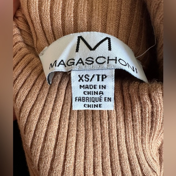 Magaschoni Caramel Mock Neck Ribbed Bodycon Dress - Picture 6 of 11